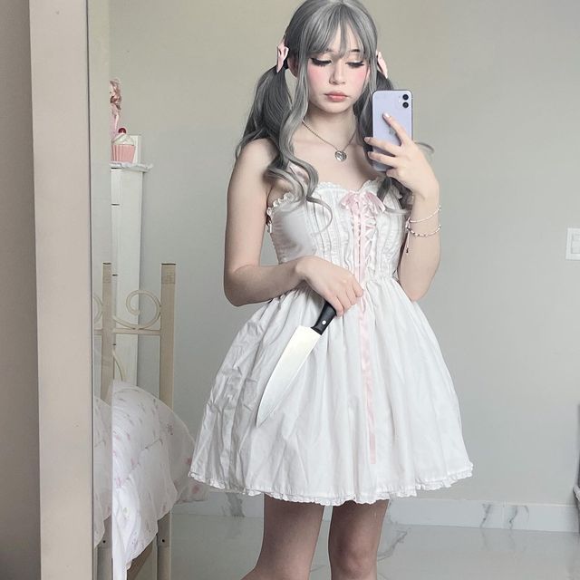 Cute white dress PL50875