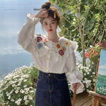 Woven Floral Doll Collar Shirt PL53081