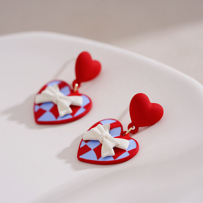 Alice Red Heart Drop Earrings PL53012