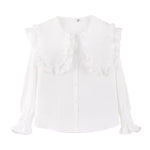 Puff Sleeve Ruffle Collar White Shirt PL53082