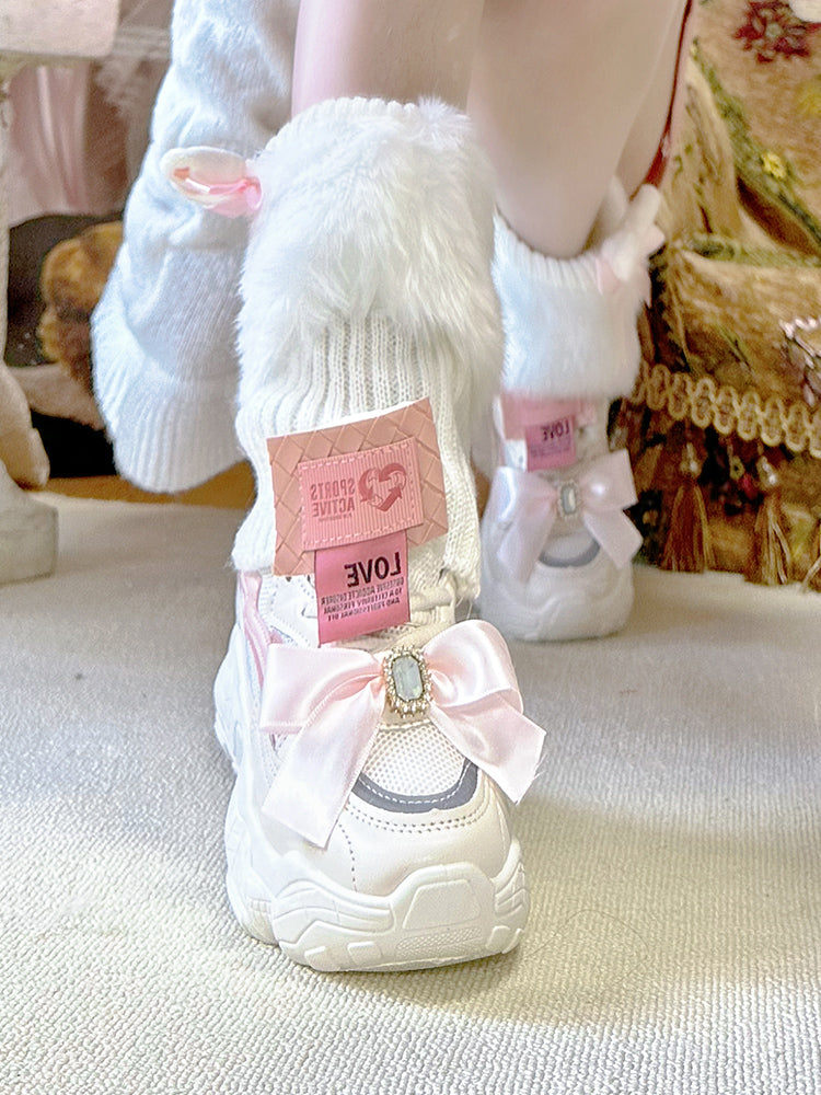 Pink White Bow Sneakers PL52852