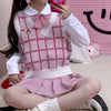 JK Cute Pink Plaid Vest PL52855