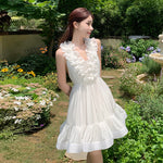 White V Neck Dress PL52939