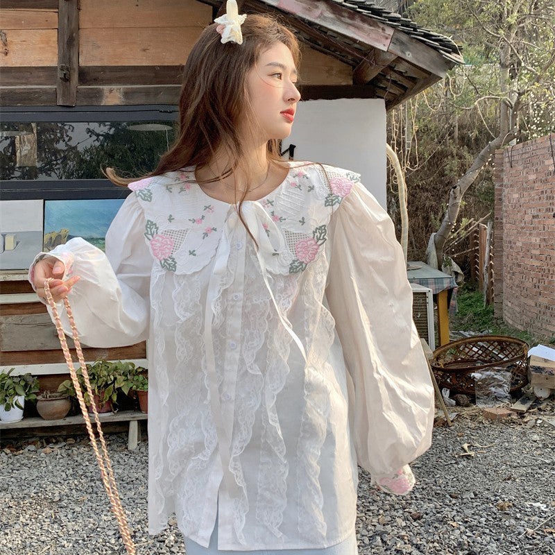 Cute Floral Doll Collar Shirt PL53079