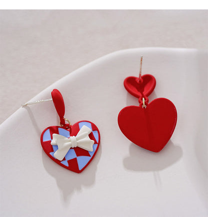 Alice Red Heart Drop Earrings PL53012