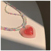 Colorful Beaded Heart Necklace PL52997