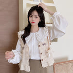 Doll Collar Shirt Vest Two-Piece Set PL52968
