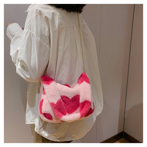 Cute Plush Heart Shoulder Bag PL52864