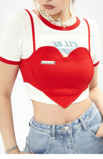 Cute cat t-shirt + heart top PL53039