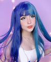 Blue long curly wig PL50572