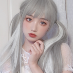 Gray long straight hair wig PL51045
