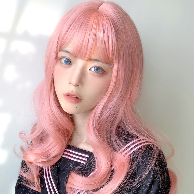 Lolita pink long curly wig PL51887