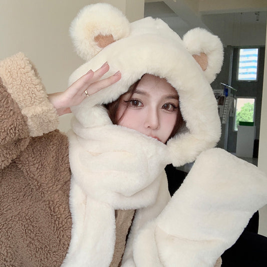 Cute plush hat scarf PL52020