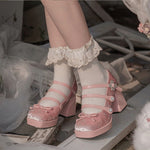 Pink velvet lolita shoes PL52755