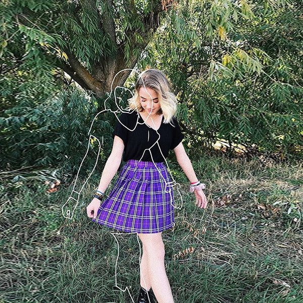 Lolita plaid A-line skirt PL20256