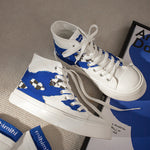 blue and white high-top canvas shoes  PL52578
