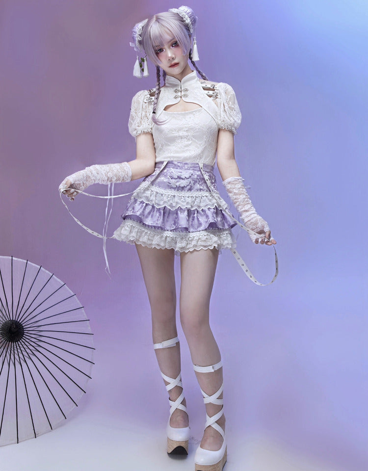 Lace purple cake skirt PL52472