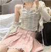 apricot camisole+ pleated skirt+ knitted jacket  PL52221