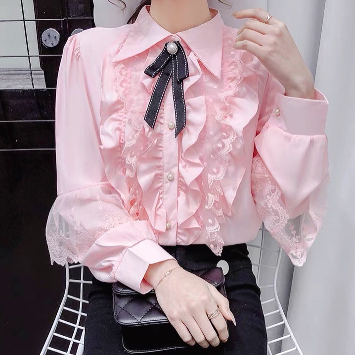 Long-sleeved shirt with bow PL51872