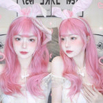 Lolita pink long curly wig PL51887