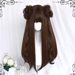 Long straight wig + hair bag PL52049