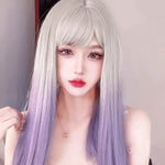 Purple gradient long straight wig PL51884