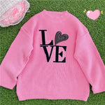 Pink Heart Letter Embroidered Sweater  P1052