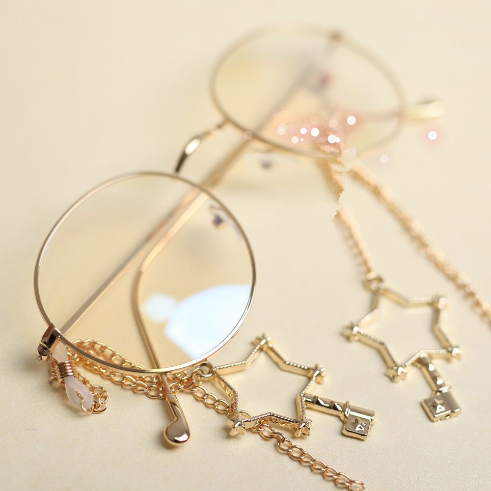 Golden glasses + glasses chain PL30019