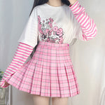 JK High Waist Plaid Pleated Skirt PL51541