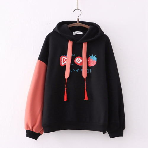 Cute strawberry print hoodie PL52661