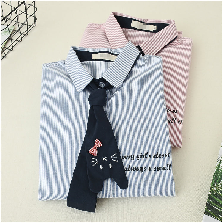 Cat tie long sleeve shirt PL20365