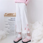 Kawaii black and white series embroidered trousers PL10022