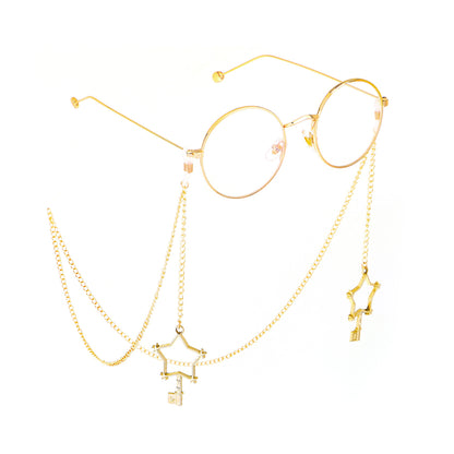 Golden glasses + glasses chain PL30019