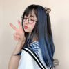 Black and blue wig PL50107