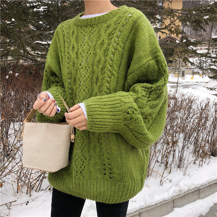 Loose knitted sweater coat PL20880