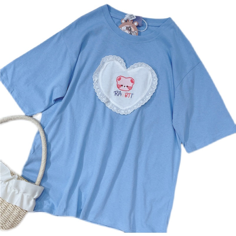 Lovely love embroidered T-shirt PL51694