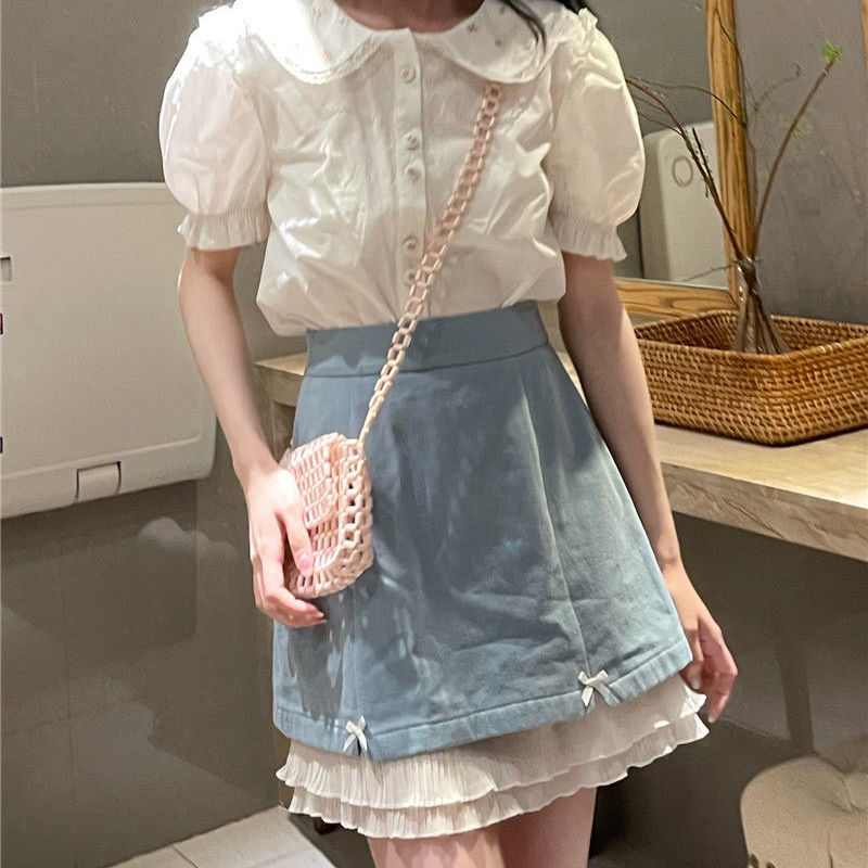 Cute bow half-length A-line skirt PL51766