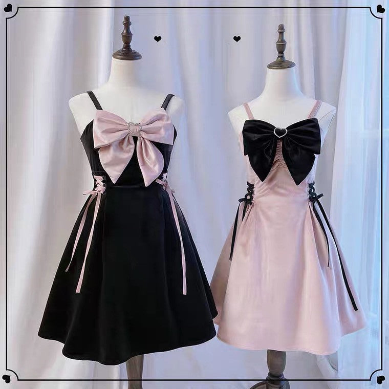 large bow suspender dress  PL52591