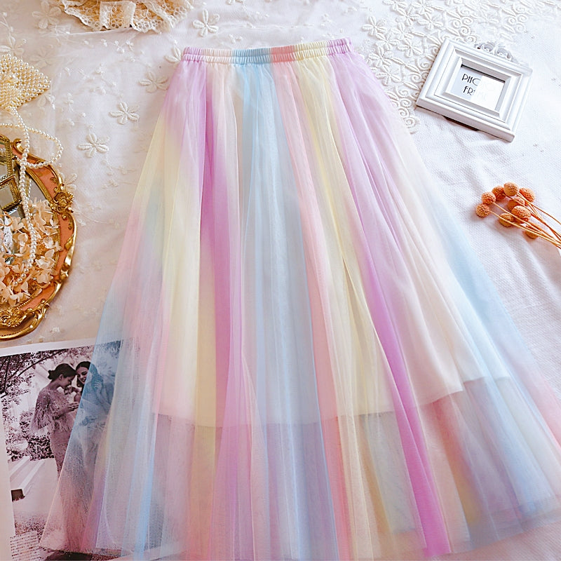 Rainbow mesh skirt PL21129