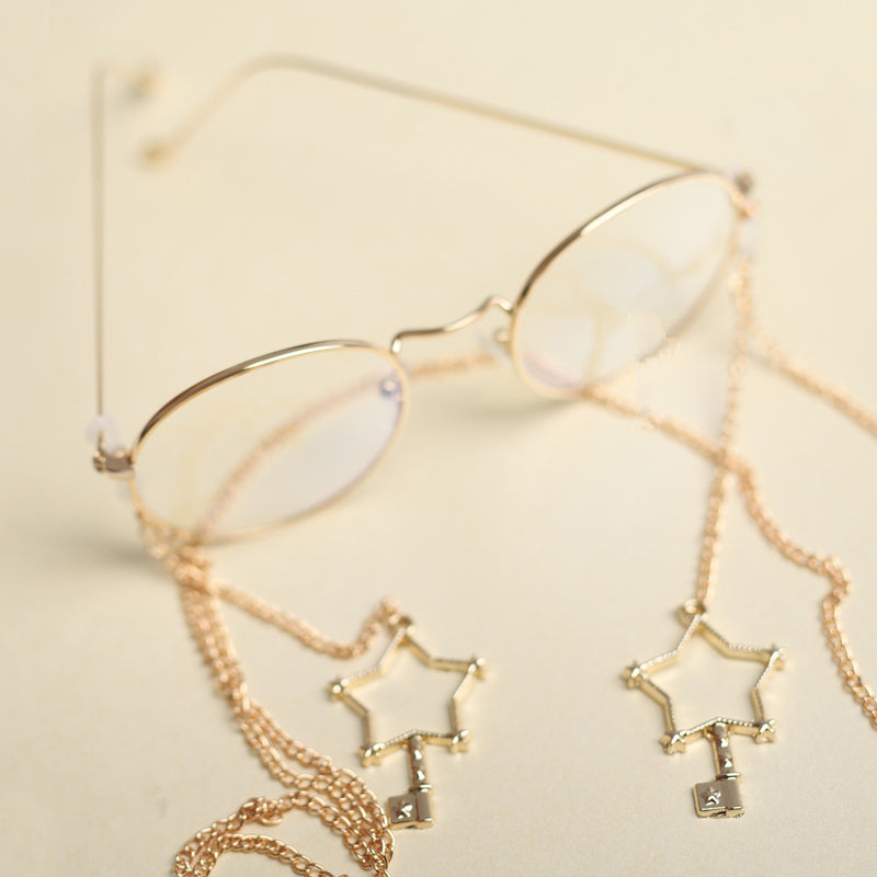 Golden glasses + glasses chain PL30019
