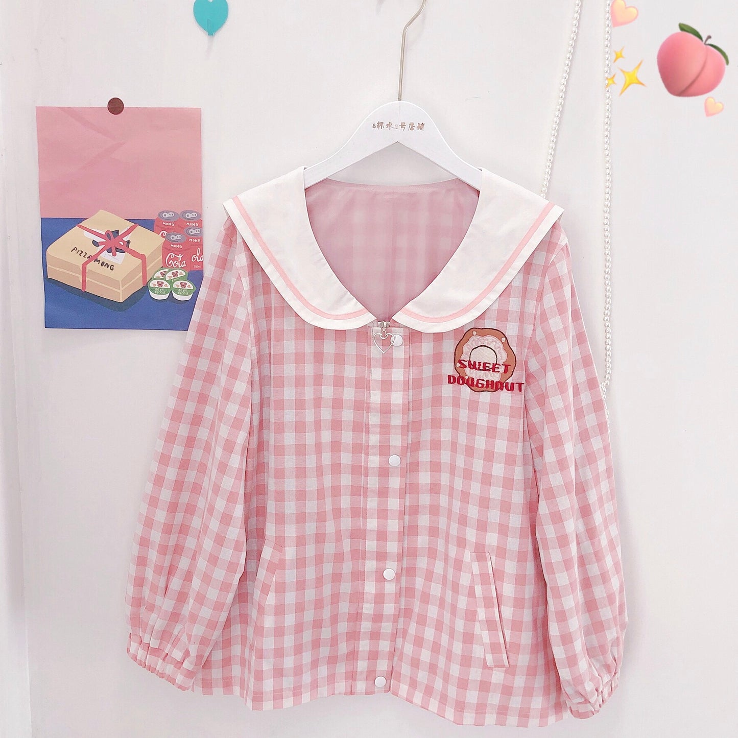 Pink cute plaid top PL51371