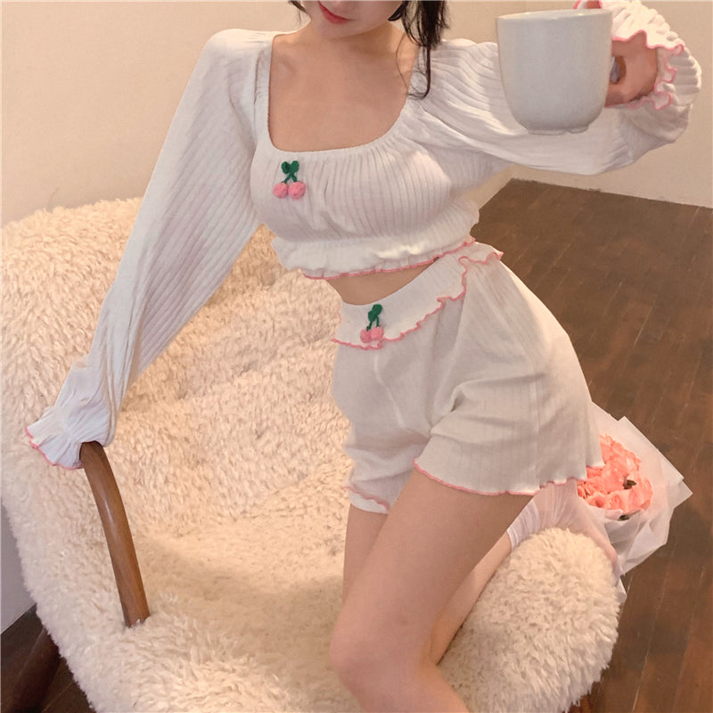 Cute cherry top + shorts pajamas PL51584