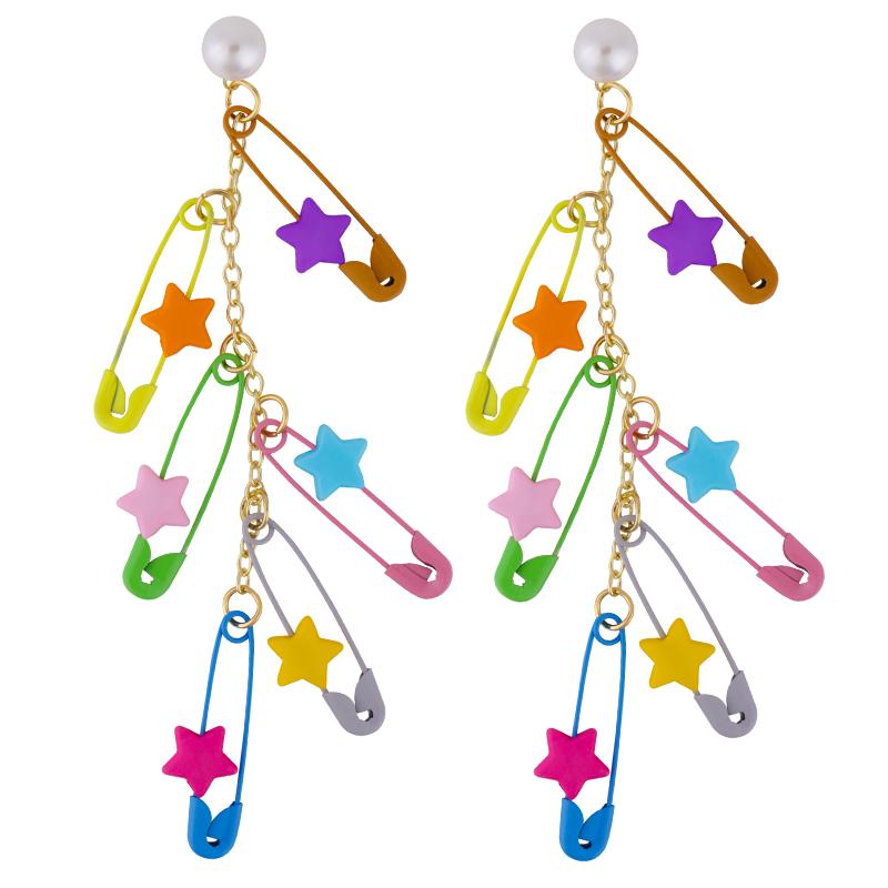 Rainbow pin long earrings  PL51401