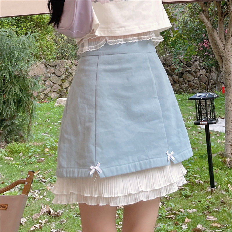 Cute bow half-length A-line skirt PL51766
