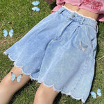 Butterfly Embroidered Denim Shorts PL50657