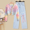 Rainbow knit cardigan + casual trousers PL51979