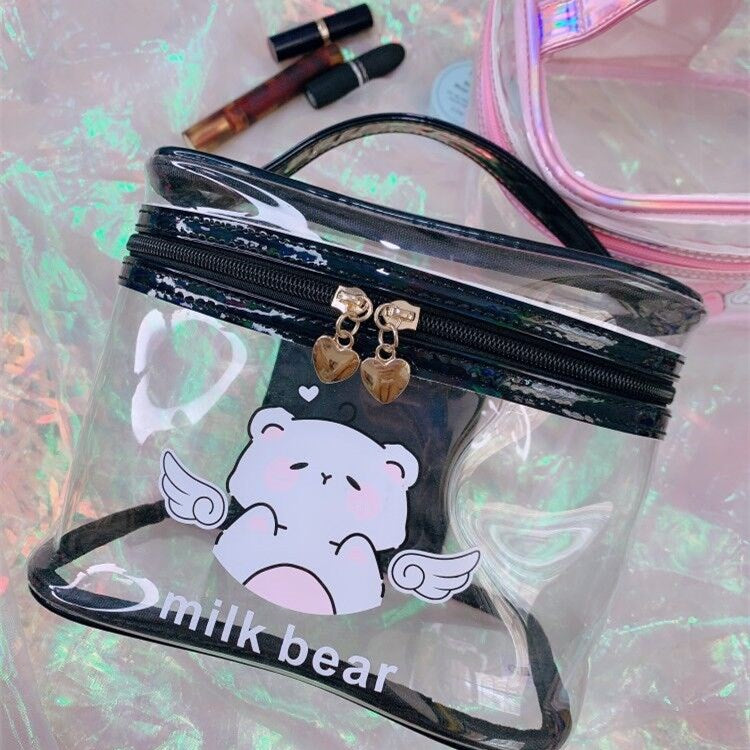 Cute bear transparent cosmetic bag PL51538