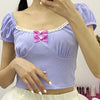 Purple bow short-sleeved T-shirt PL51734