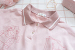 pink printed polo neck T-shirt  PL52501