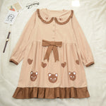 Doll collar bear print dress PL20626